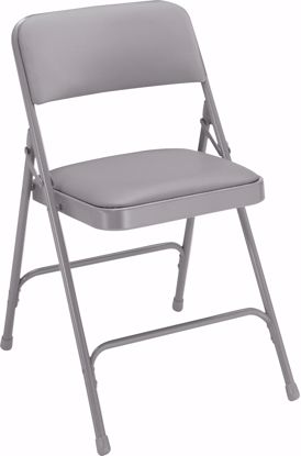 Picture of NPS® 1200 Series Premium Vinyl Upholstered Double Hinge Folding Chair, Warm Grey (Pack of 4)