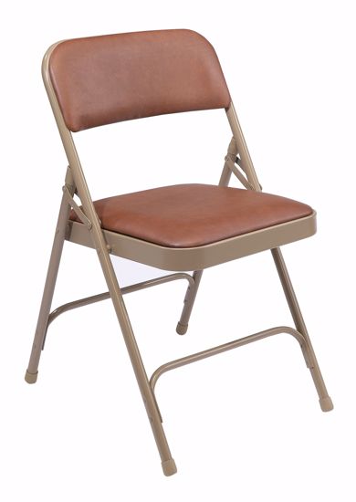 Picture of NPS® 1200 Series Premium Vinyl Upholstered Double Hinge Folding Chair, Honey Brown (Pack of 4)