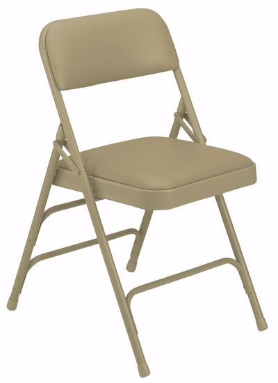 Picture of NPS® 1300 Series Premium Vinyl Upholstered Triple Brace Double Hinge Folding Chair, French Beige (Pack of 4)