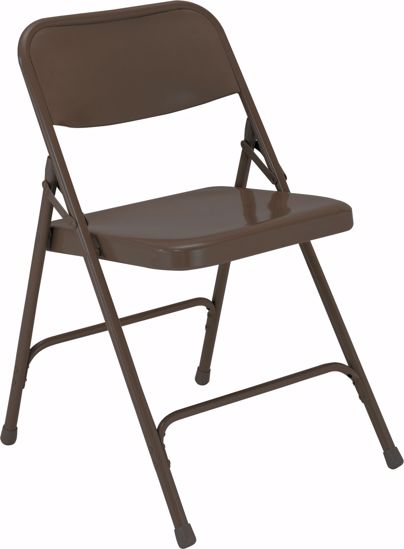 Picture of NPS® 200 Series Premium All-Steel Double Hinge Folding Chair, Brown (Pack of 4)