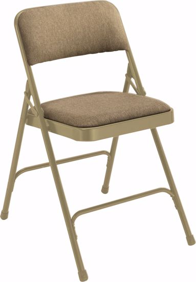 Picture of NPS® 2200 Series Deluxe Fabric Upholstered Double Hinge Premium Folding Chair, Café Beige (Pack of 4)