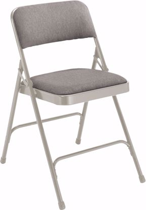 Picture of NPS® 2200 Series Deluxe Fabric Upholstered Double Hinge Premium Folding Chair, Greystone (Pack of 4)
