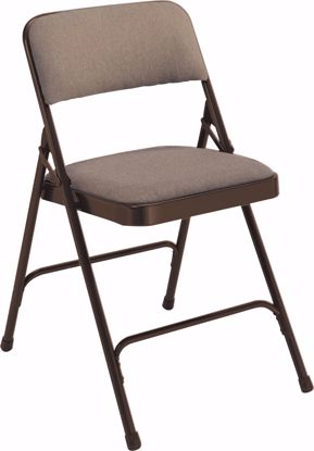 Picture of NPS® 2200 Series Deluxe Fabric Upholstered Double Hinge Premium Folding Chair, Russet Walnut (Pack of 4)