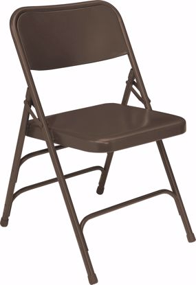 Picture of NPS® 300 Series Deluxe All-Steel Triple Brace Double Hinge Folding Chair, Brown (Pack of 4)
