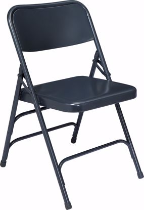 Picture of NPS® 300 Series Deluxe All-Steel Triple Brace Double Hinge Folding Chair, Char-Blue (Pack of 4)