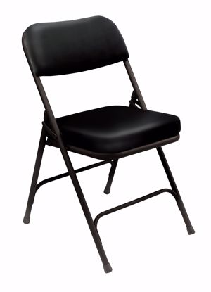 Picture of NPS® 3200 Series Premium 2" Vinyl Upholstered Double Hinge Folding Chair, Black (Pack of 2)