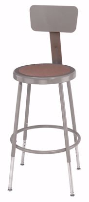 Picture of NPS® 19"-27" Height Adjustable Heavy Duty Steel Stool With Backrest, Grey