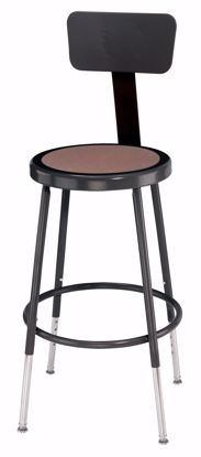 Picture of NPS® 19"-27" Height Adjustable Heavy Duty Steel Stool With Backrest, Black