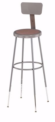 Picture of NPS® 32"-39" Height Adjustable Heavy Duty Steel Stool With Backrest, Grey