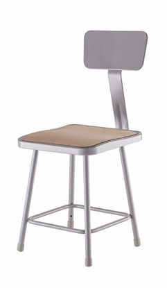 Picture of NPS® 18" Heavy Duty Square Seat Steel Stool With Backrest, Grey