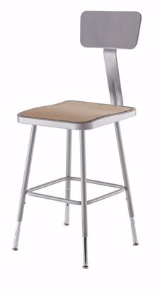 Picture of NPS® 19"-27" Height Adjustable Heavy Duty Square Seat Steel Stool With Backrest, Grey