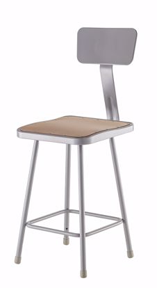 Picture of NPS® 24" Heavy Duty Square Seat Steel Stool With Backrest, Grey