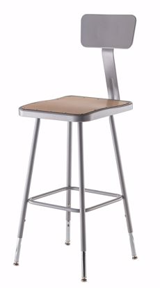 Picture of NPS® 25"-33" Height Adjustable Heavy Duty Square Seat Steel Stool With Backrest, Grey