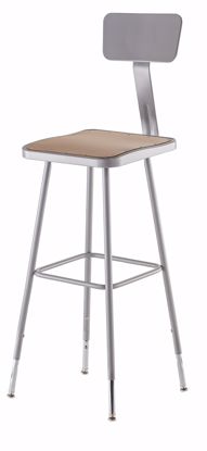 Picture of NPS® 32"-39" Height Adjustable Heavy Duty Square Seat Steel Stool With Backrest, Grey