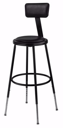 Picture of NPS® 25"-33" Height Adjustable Heavy Duty Vinyl Padded Steel Stool With Backrest, Black