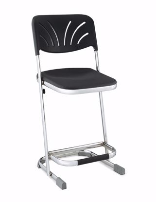 Picture of NPS® 22" Elephant Z-Stool With Backrest, Black Seat and Chrome Frame