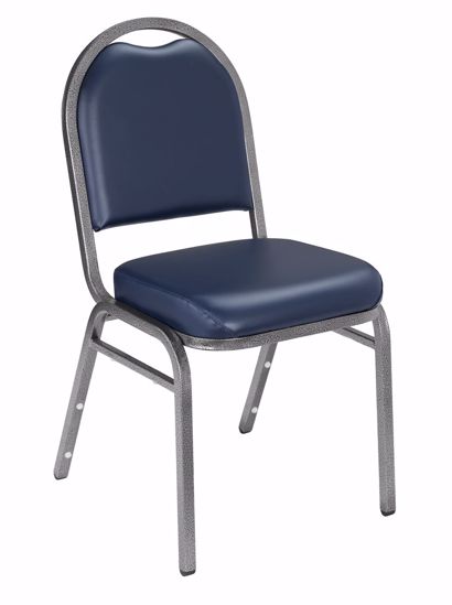 Picture of NPS® 9200 Series Premium Vinyl Upholstered Stack Chair, Midnight Blue Seat/ Silvervein Frame