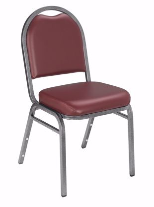 Picture of NPS® 9200 Series Premium Vinyl Upholstered Stack Chair, Pleasant Burgundy Seat/ Silvervein Frame