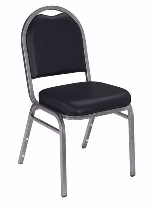 Picture of NPS® 9200 Series Premium Vinyl Upholstered Stack Chair, Panther Black Seat/ Silvervein Frame