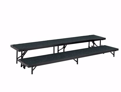 Picture of NPS® 2 Level Straight Standing Choral Riser, Blue Carpet (18"x96" Platform)