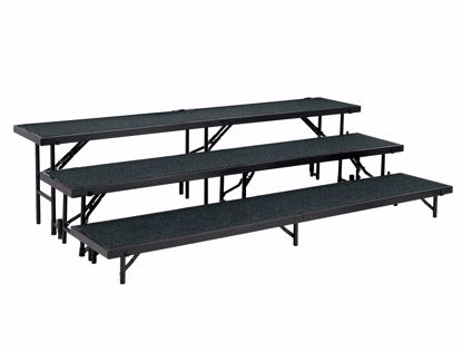 Picture of NPS® 3 Level Straight Standing Choral Riser, Grey Carpet (18"x96" Platform)