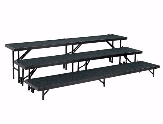 Picture of NPS® 3 Level Straight Standing Choral Riser, Black Carpet (18"x96" Platform)