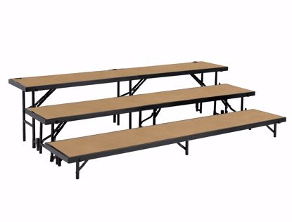 Picture of NPS® 3 Level Straight Standing Choral Riser, Hardboard Floor  (18"x96" Platform)