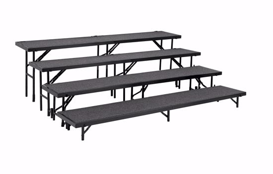 Picture of NPS® 4 Level Straight Standing Choral Riser, Red Carpet  (18"x96" Platform)