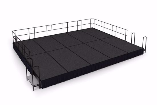Picture of NPS® 16' x 20' Stage Package, 16" Height, Grey Carpet, Shirred Pleat Black Skirting