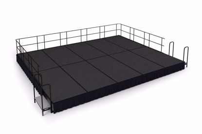 Picture of NPS® 16' x 20' Stage Package, 16" Height, Blue Carpet, Shirred Pleat Black Skirting