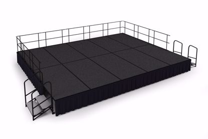 Picture of NPS® 16' x 20' Stage Package, 24" Height, Grey Carpet, Shirred Pleat Black Skirting
