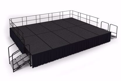 Picture of NPS® 16' x 20' Stage Package, 32" Height, Blue Carpet, Shirred Pleat Black Skirting