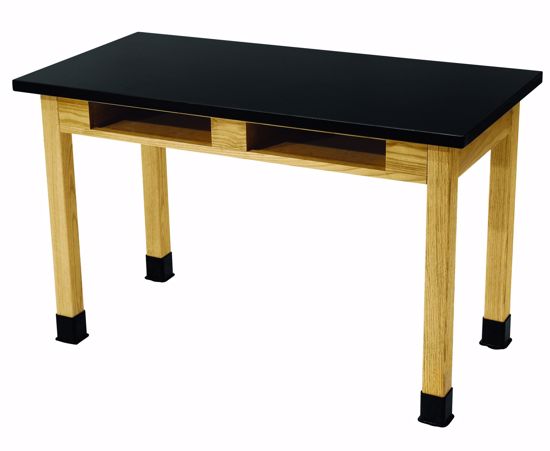 Picture of NPS® Science Lab Table With Book Compartments, 24" X 48" X 36", Chemical Resistant Top and Solid Wood Legs