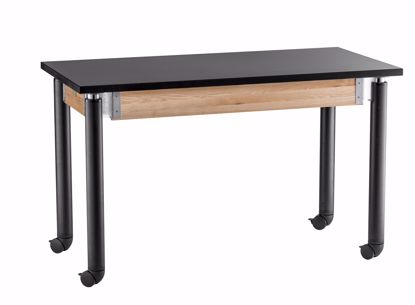 Picture of NPS® Height Adjustable Science Lab Table With Caster Legs, 24" X 48", Chemical Resistant Top and Black Legs