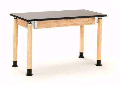 Picture of NPS® Height Adjustable  Science Lab Table, 24" X 48", Chemical Resistant Top and Oak Legs