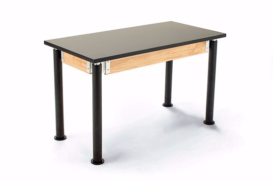 Picture of NPS® Height Adjustable Science Lab Table, 24" X 60", Chemical Resistant Top and Black Legs