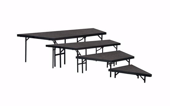 Picture of NPS® 4-Tier Seated Riser Stage Pie Section, Black Carpet (36" Deep Tiers)