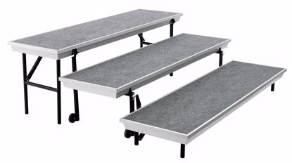 Picture of NPS® TransPort 3-Level Straight Choral Riser, Grey Carpet (18"x72")