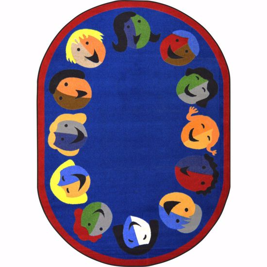 Picture of Joyful Faces - Blue - 5'4" x 7'8" Oval