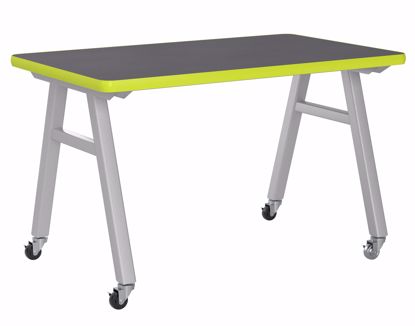 Picture of A-Frame Table, Mobile, Metal Frame, Frame Color-Black , 30in High  x 48in Wide x 36in Deep, 1.25 PLam Top, Black