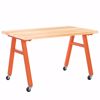 Picture of A-Frame Table, Mobile, Metal Frame, Frame Color-Silver , 30in High  x 48in Wide x 36in Deep, 1.75 Walnut Butcher Block