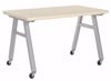 Picture of A-Frame Table, Mobile, Metal Frame, Frame Color-Silver , 30in High  x 48in Wide x 36in Deep, 1.75 Walnut Butcher Block