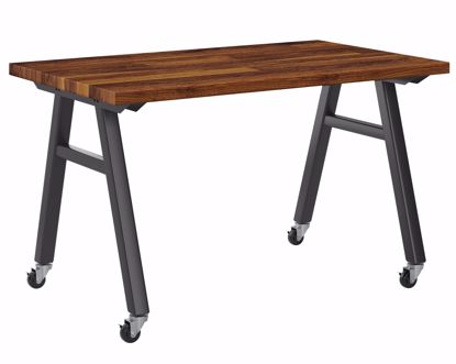 Picture of A-Frame Table, Mobile, Metal Frame, Frame Color-Silver , 36in High  x 48in Wide x 36in Deep, 1.75 Walnut Butcher Block