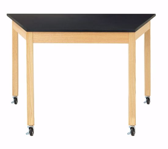 Picture of TRAPEZOID TABLE, 36H X 60W X 30D W/ CASTERS