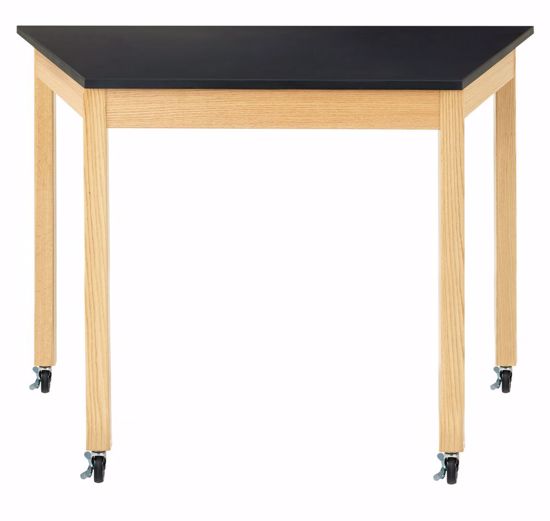 Picture of TRAPEZOID TABLE, 36H X 60W X 30D W/ CASTERS