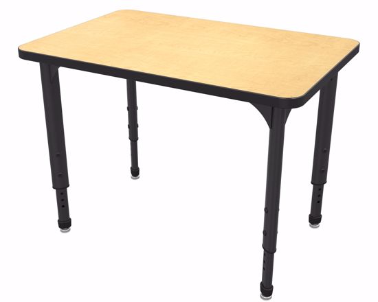 Picture of Apex Desk 24" x 36" Rectangle Fusion Maple / Black Edge / Black Leg