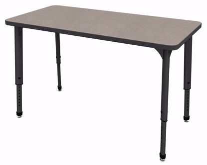 Picture of Apex Tables 60" Half Round Pewter Mesh / Black Edge / Black Leg