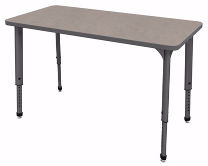Picture of Apex Tables 60" Half Round Pewter Mesh / Gray Edge / Gray Leg