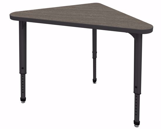 Picture of Apex Desk 30" x 30" x 41" Triangle Boardwalk Oak / Black Edge / Black Leg