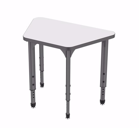 Picture of Apex Desk 31" x 20" x 19" Trapezoid Markerboard-White / Gray Edge / Gray Leg